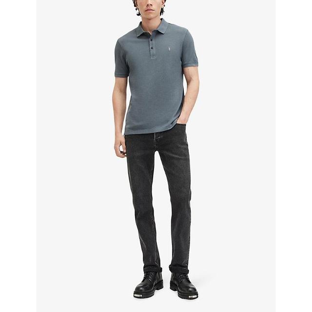 ALLSAINTS Reform Logo-embroidered Short-sleeve Cotton Polo Pack Of Two In Ashy Blue/taupe Product Image