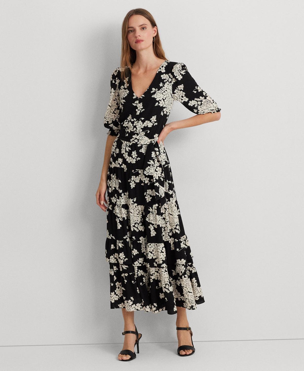 Women's Floral Belted Bubble Crepe Dress Product Image