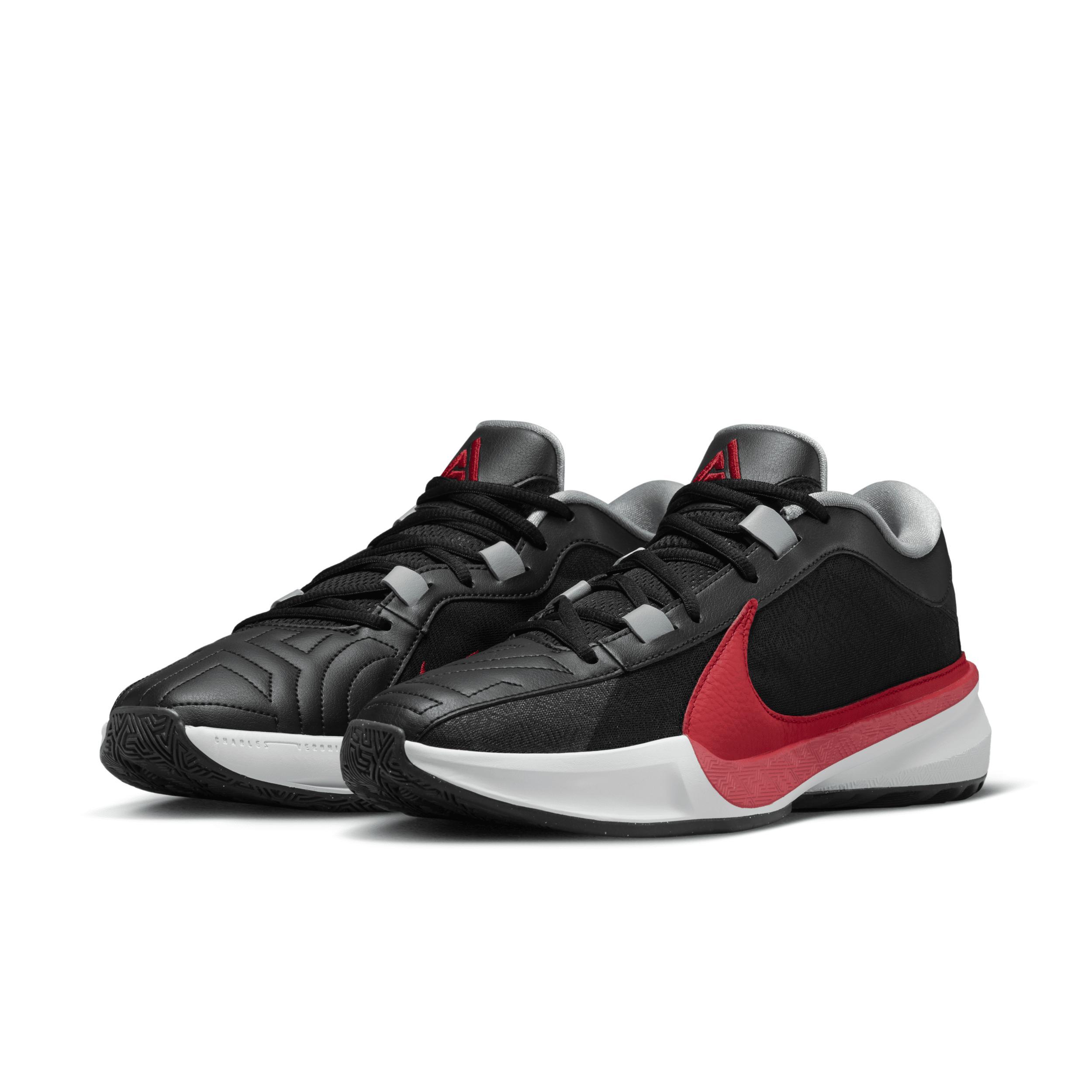 Nike Mens Giannis Antetokounmpo Nike Zoom Freak 5 - Mens Basketball Shoes Black/Pure Platinum/University Red Product Image