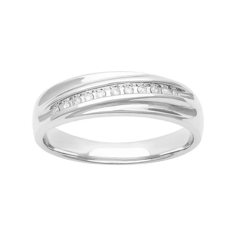 Mens Sterling Silver 1/10 Carat T.W. Diamond Band Ring Product Image