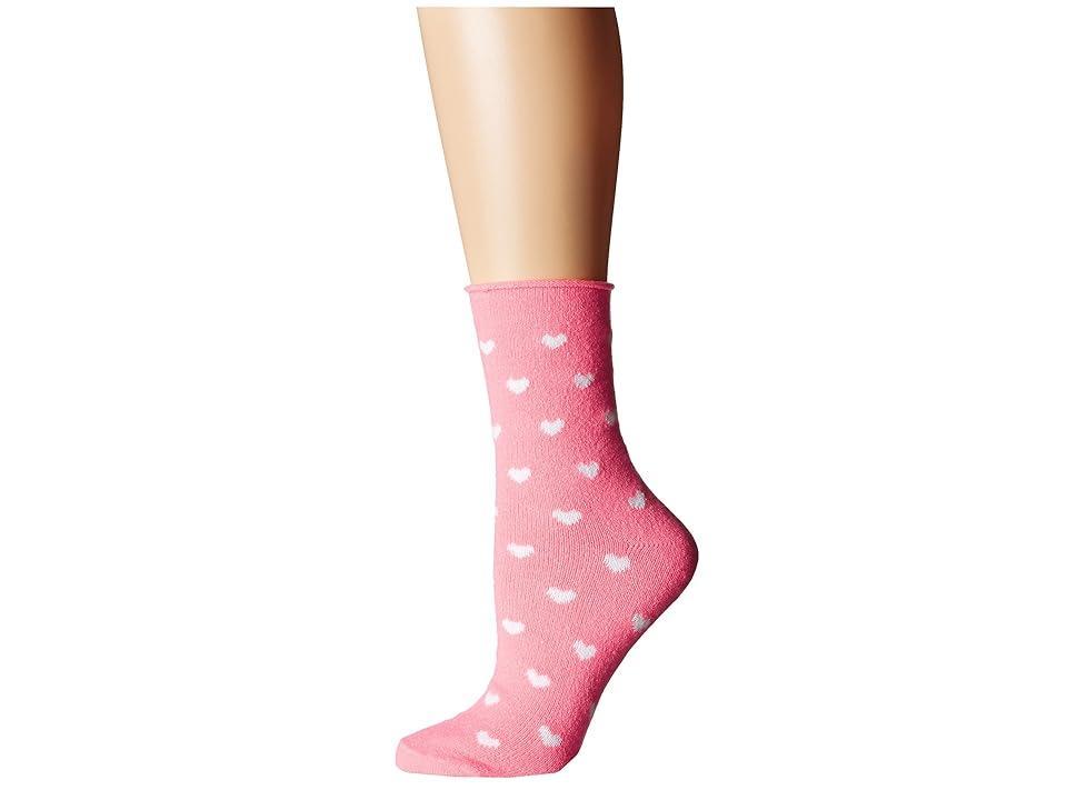 Plush Thin Rolled Fleece Socks (Neon Heart) Women's Crew Cut Socks Shoes Product Image