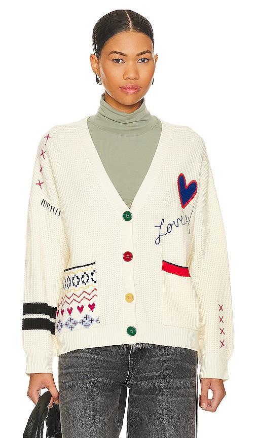 Central Park West Aubrey Cardigan in Ivory. Size L, M, S, XL. Product Image