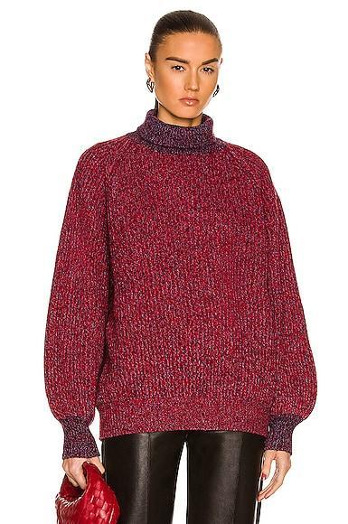 Ganni Rib Knit Sweater in Red Product Image