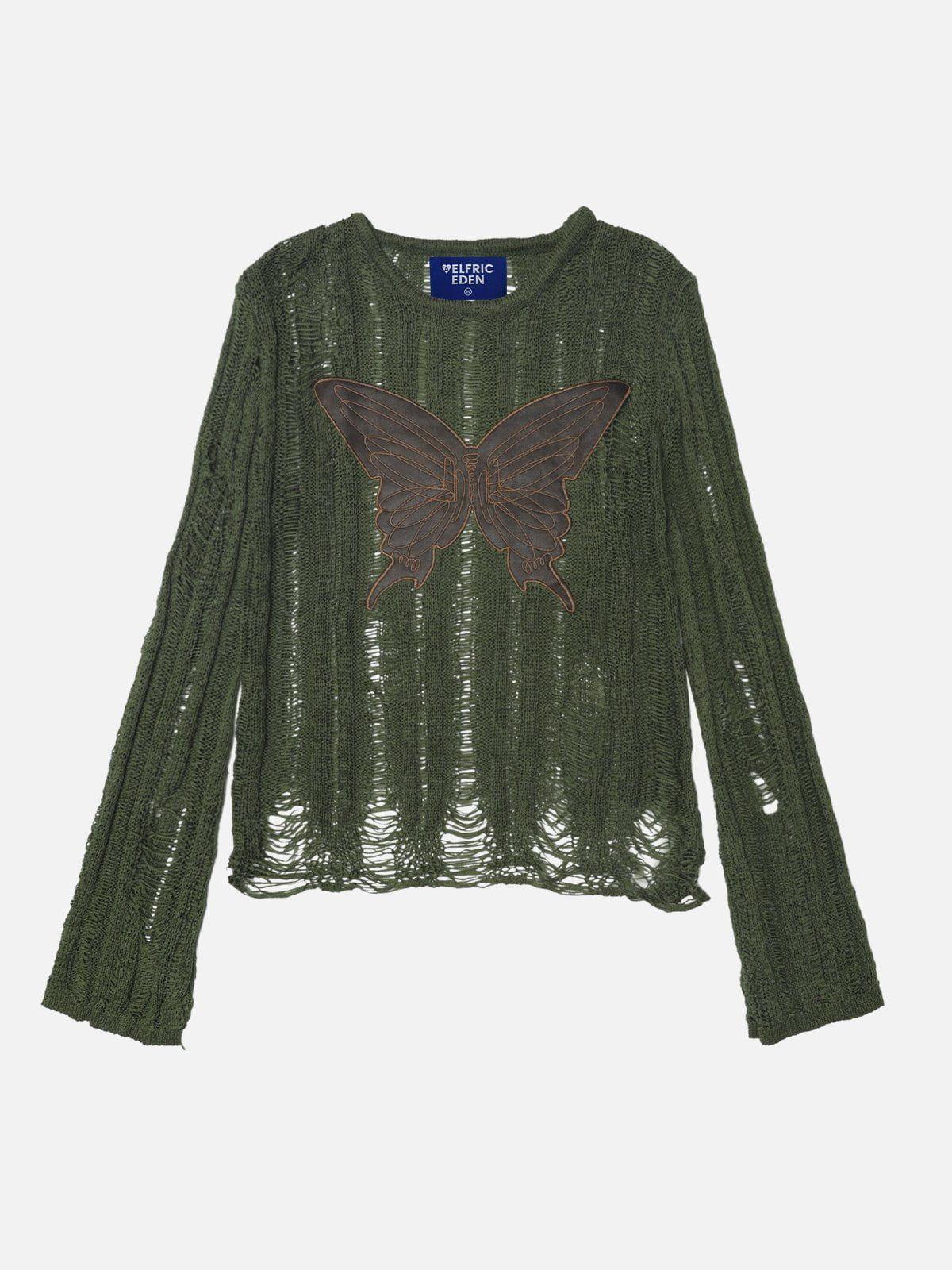 Aelfric Eden Embroidery Butterfly Cut-Out Sweater Female Product Image