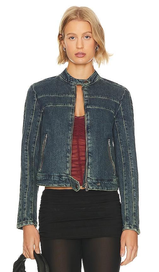 Free People Fast Lane Denim Moto Jacket Size L, M, S, XL. Product Image