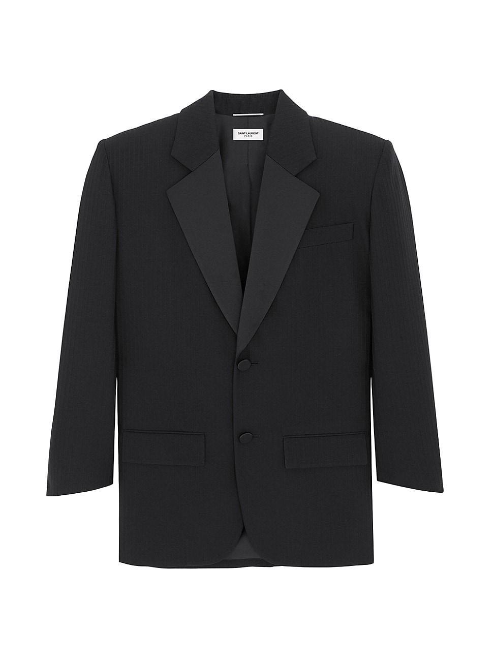 Mens Oversized Tuxedo Jacket In Raised-Stripe Wool Product Image