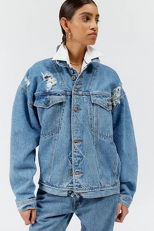 Urban Renewal Remade Destroyed Denim Jacket Womens at Urban Outfitters Product Image