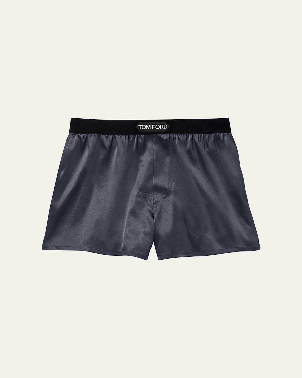 Mens Silk Jacquard Logo Boxers Product Image