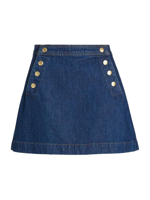 Womens Sailor Snap Denim Miniskirt Product Image