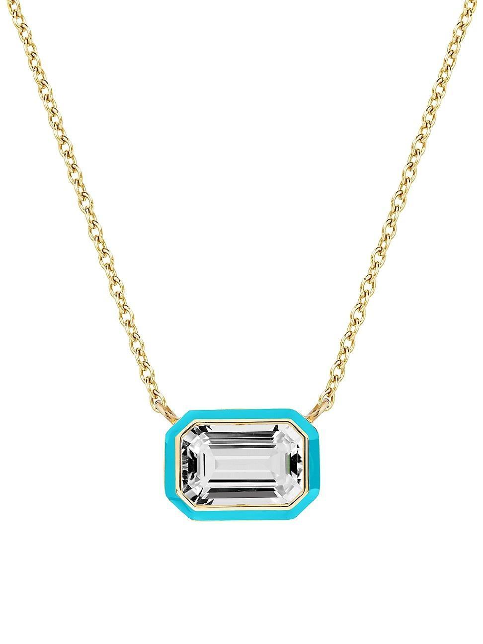 Womens Queen 18K Yellow Gold, Rock Crystal, & Enamel Pendant Necklace Product Image