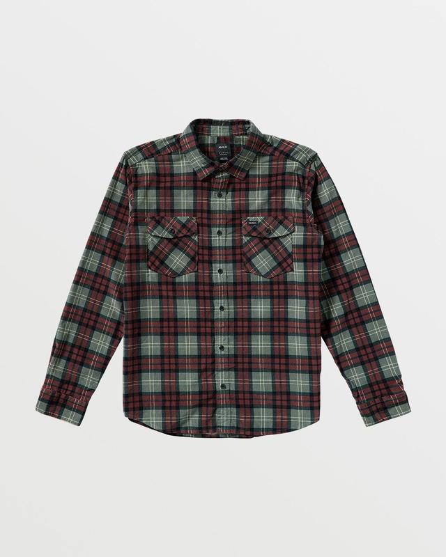 Freeman Cord Print Long Sleeve Shirt - College Green Product Image