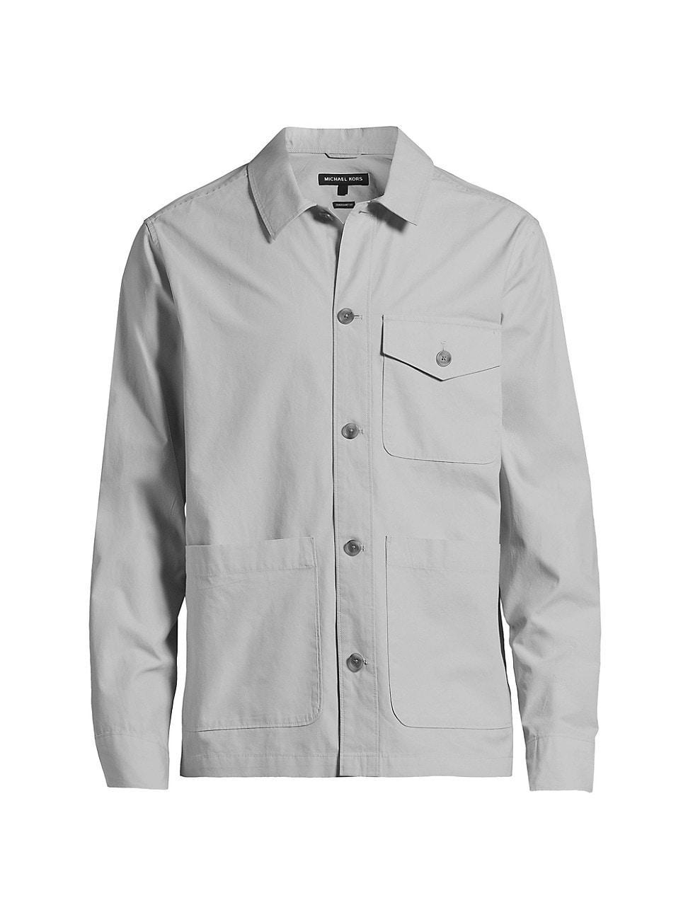 Mens Cotton Button-Front Shirt Jacket Product Image