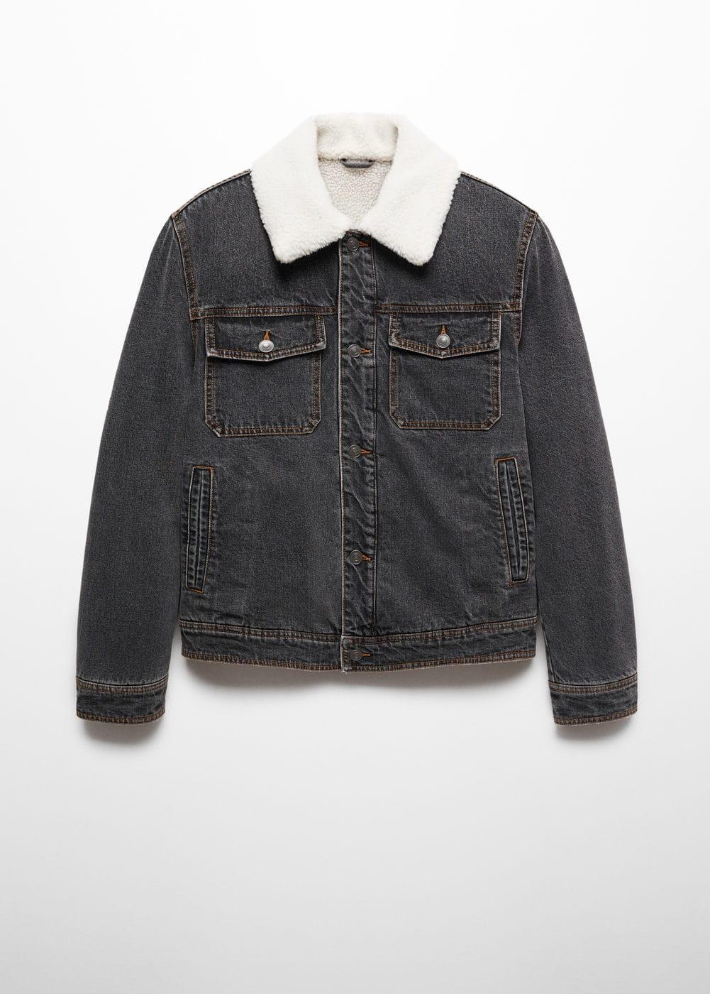 MANGO MAN - Shearling denim jacket open greyMen Product Image