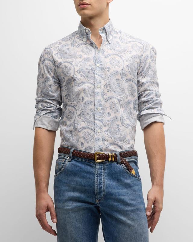 Mens Cotton Paisley-Print Sport Shirt Product Image