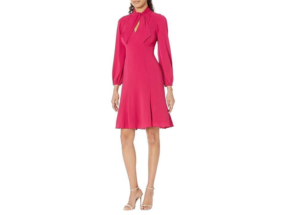 Maggy London Midi Dress with Blouson Sleeves and Front Tie (Persian ) Women's Dress Product Image