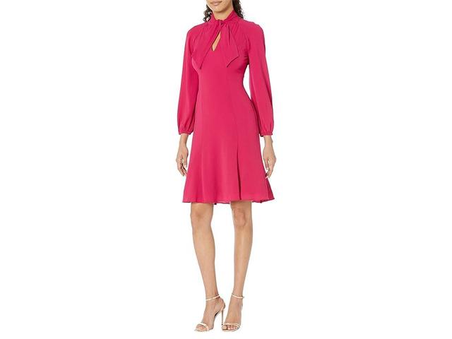 Maggy London Midi Dress with Blouson Sleeves and Front Tie (Persian ) Women's Dress Product Image