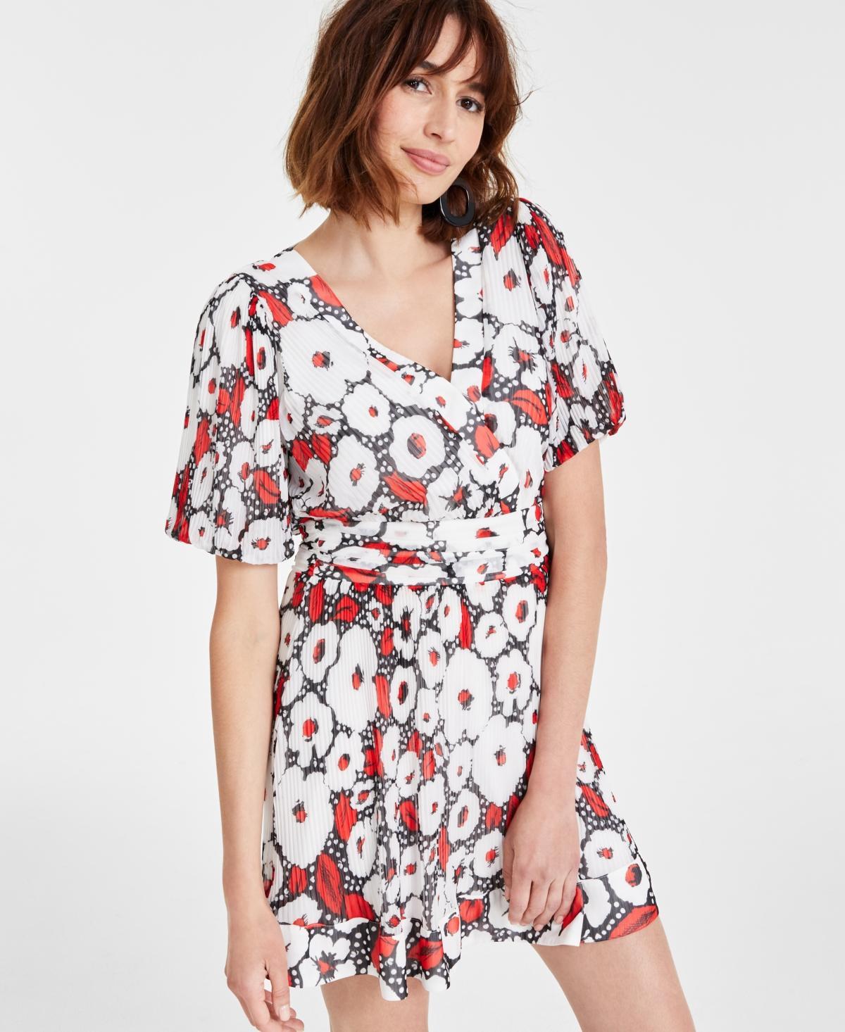 Karl Lagerfeld Paris Womens Crinkle-Chiffon Printed Dress Product Image