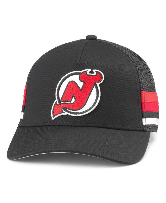 Mens American Needle Black New Jersey Devils HotFoot Stripes Trucker Adjustable Hat Product Image