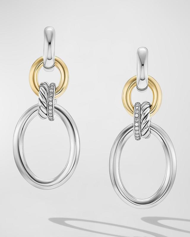 Womens DY Mercer Circular Drop Earrings In Sterling Silver With 18K Yellow Gold And Pav Diamonds Product Image