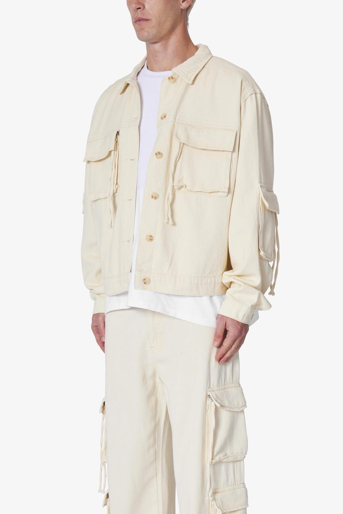 Brushed Twill Cargo Jacket - Khaki Product Image