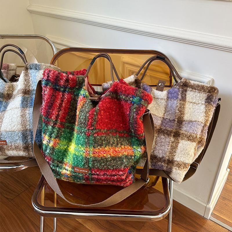 Plaid Fluffy Crossbody Bag Product Image