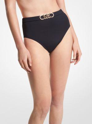 Stretch Nylon High-Waist Belted Bikini Bottom Product Image