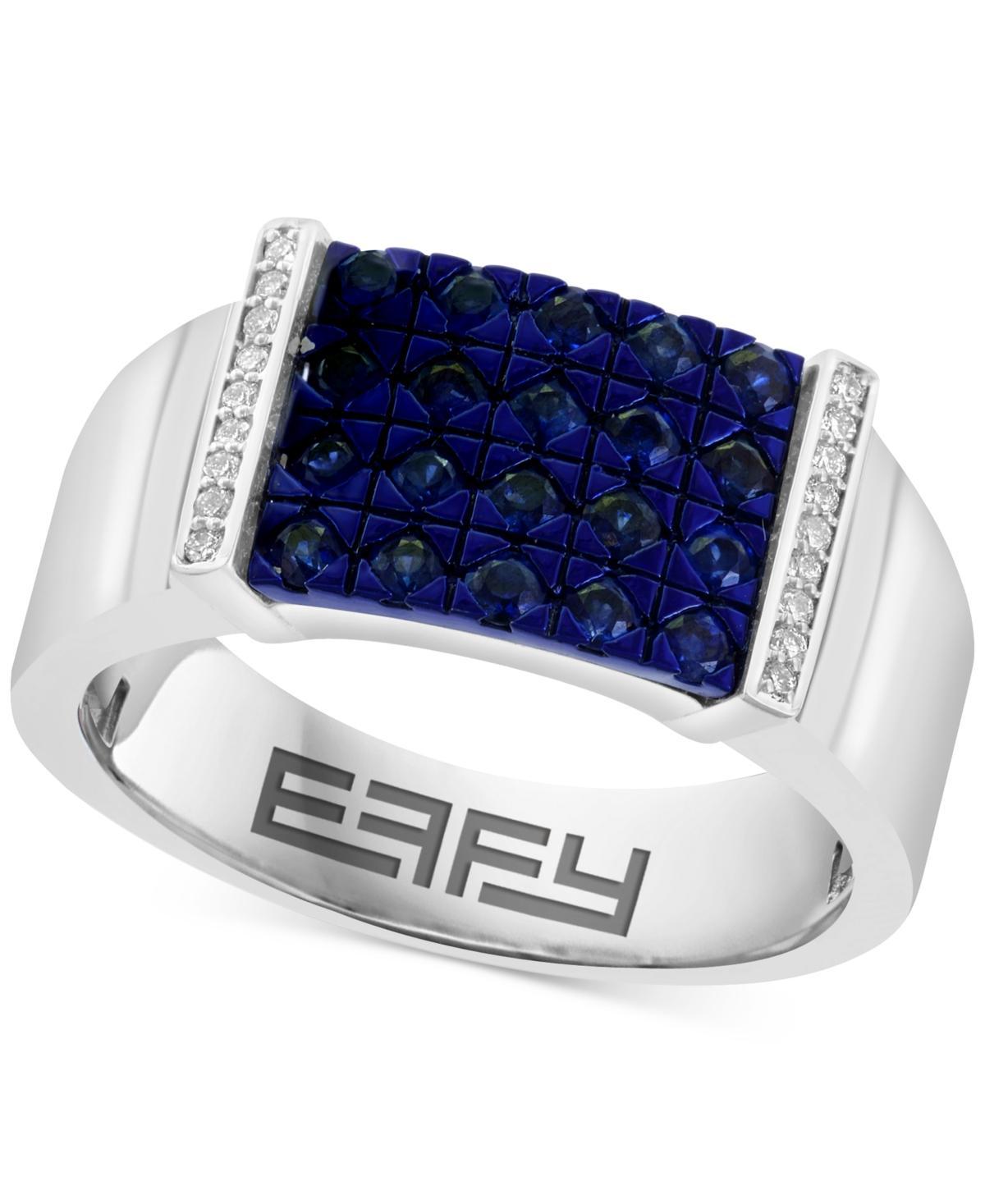 Effy Mens Sapphire (7/8 ct. t.w.) & Diamond Accent Ring in Sterling Silver Product Image