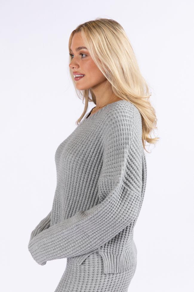 This Is Why Charcoal Thermal Waffle Knit Pullover FINAL SALE Product Image