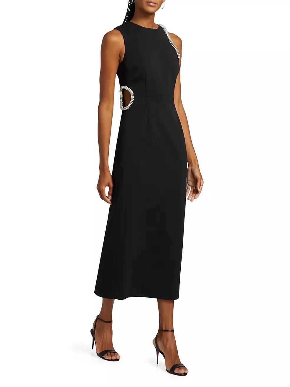 Nadya Crêpe Embellished Cut-Out Midi-Dress Product Image