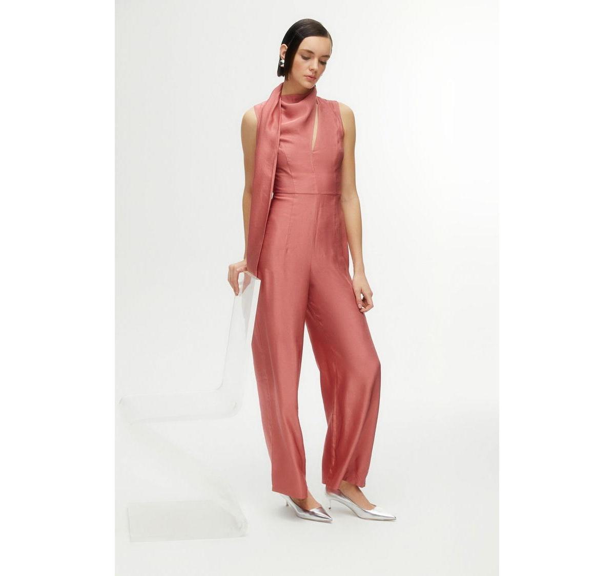 Nocturne Womens Shawl Collar Detailed Jumpsuit Product Image