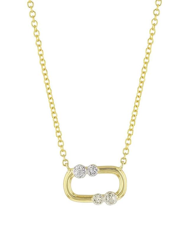 Womens 14K Yellow Gold & Diamond Oval Pendant Necklace Product Image