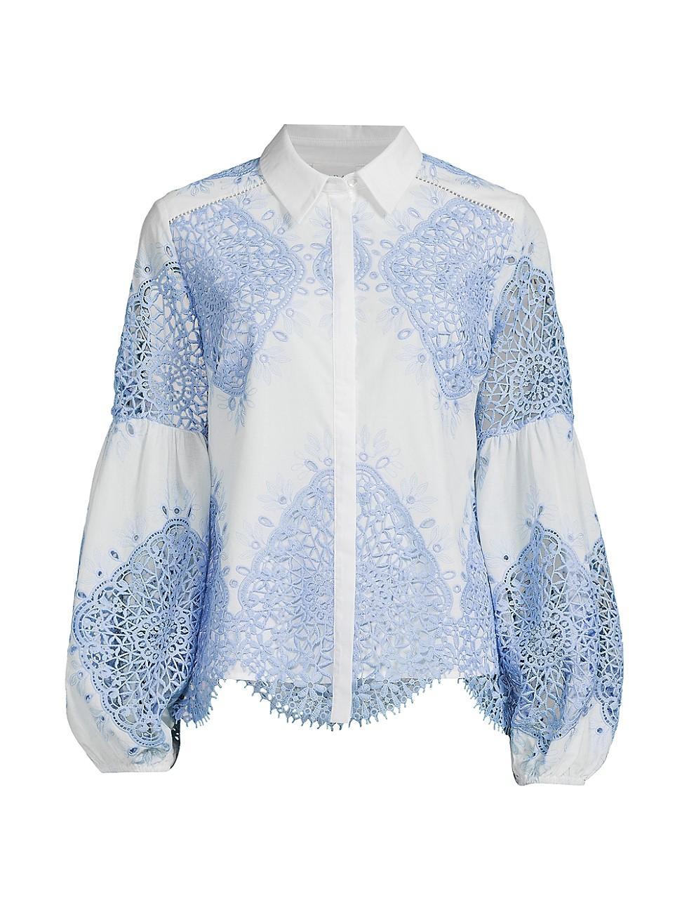 Womens Nora Lace Puff-Sleeve Shirt Product Image