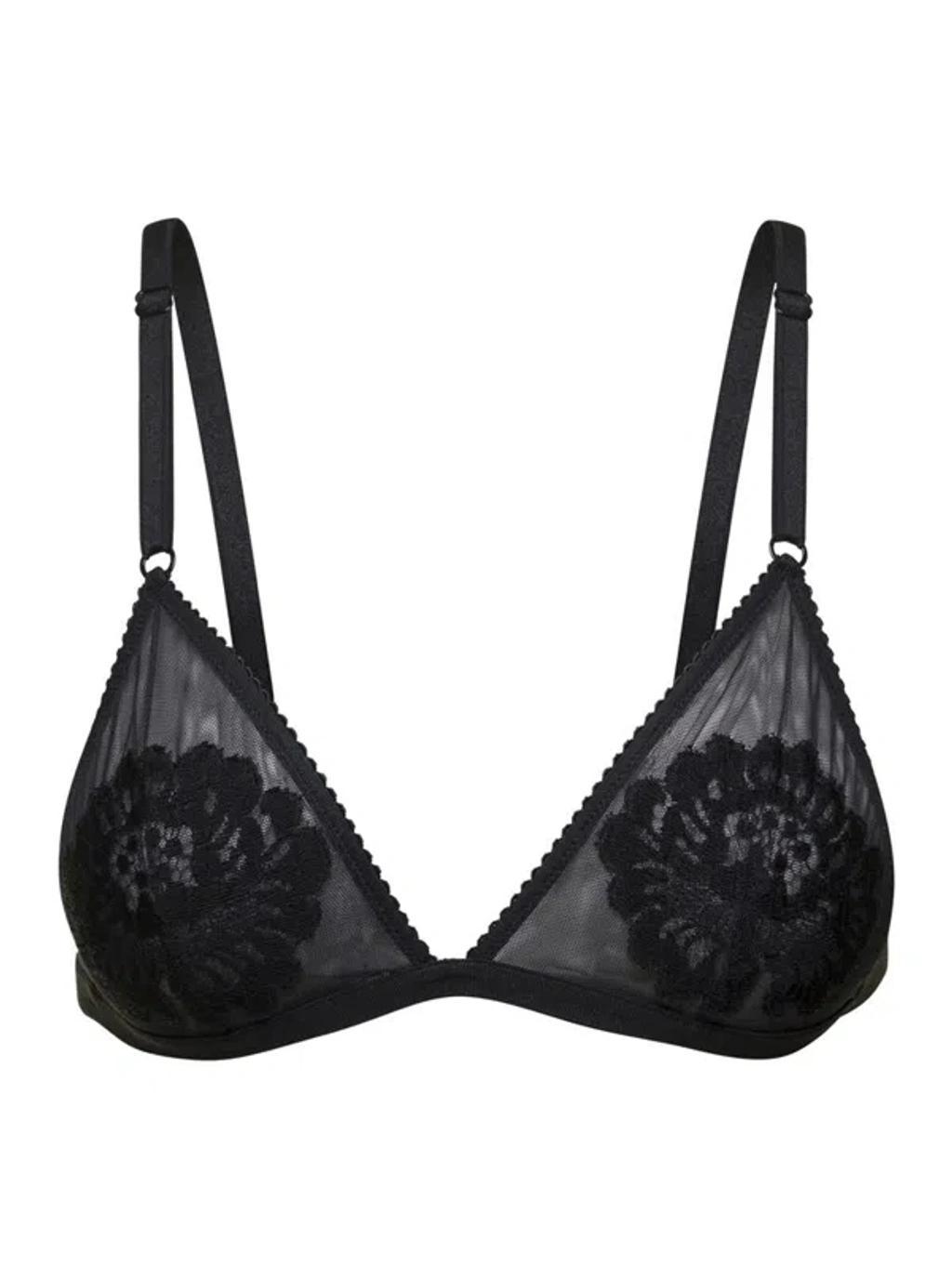 DOLCE & GABBANA Black Lace Triangle Bra For Women Product Image