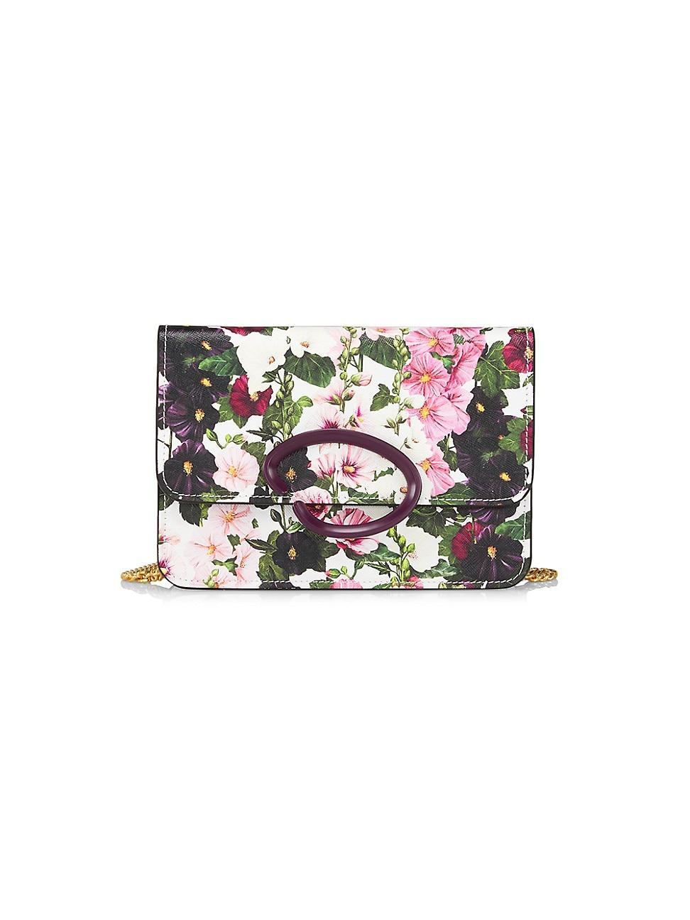 Womens O Hollyhocks-Printed Leather Pochette Product Image