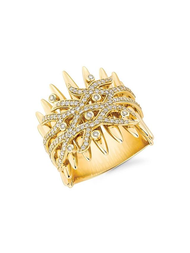 Womens Tribal 18K Yellow Gold & Diamond Ring Product Image