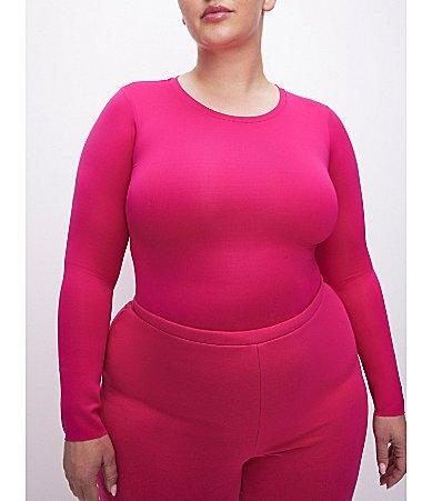 Good American Plus Size Scuba Crew Neck Long Sleeve Bodysuit Product Image