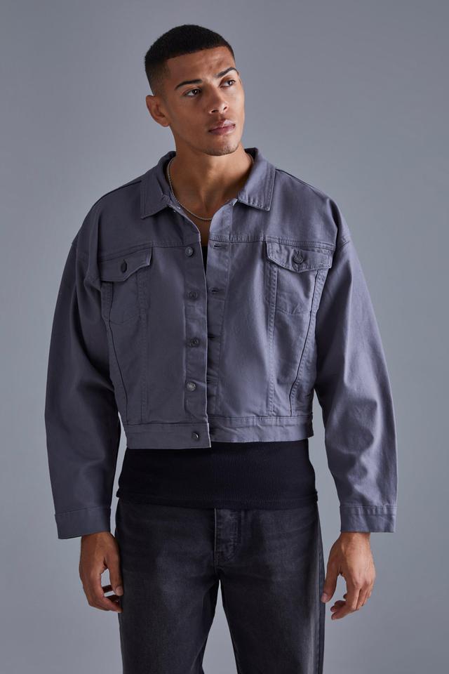 Boxy Fit Coated Denim Jacket | boohooMAN USA Product Image