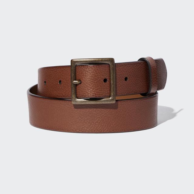 Mens Italian Leather Vintage Belt Medium UNIQLO US Product Image