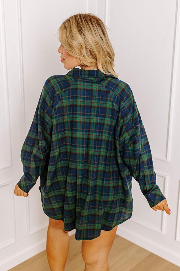 Wait List Plaid Top In Green Curves Product Image