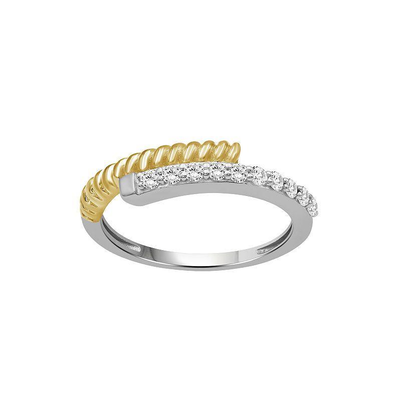 Jewelexcess Two Tone Sterling Silver 1/4 Carat T.W. Diamond Bypass Ring, Womens Product Image