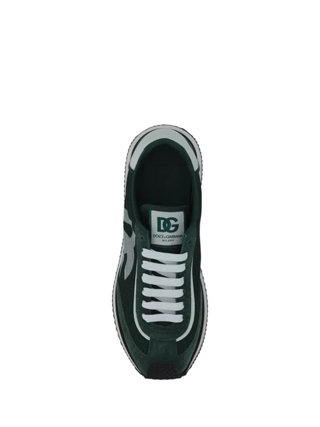 Bottle Green Suede And Mesh Dg Aria Sneakers In Foresta/bianco Product Image