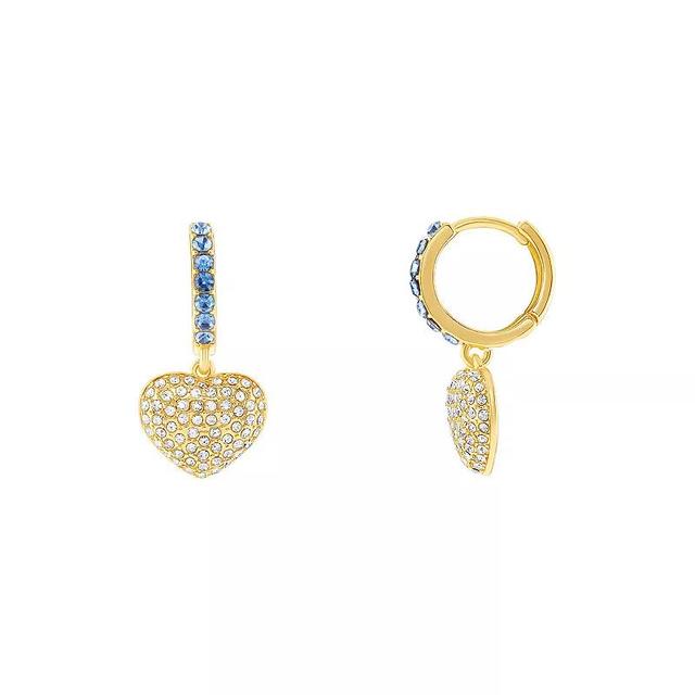 Emberly Gold Tone Pave Stone Heart Hoop Drop Earrings, Womens, Multi Product Image