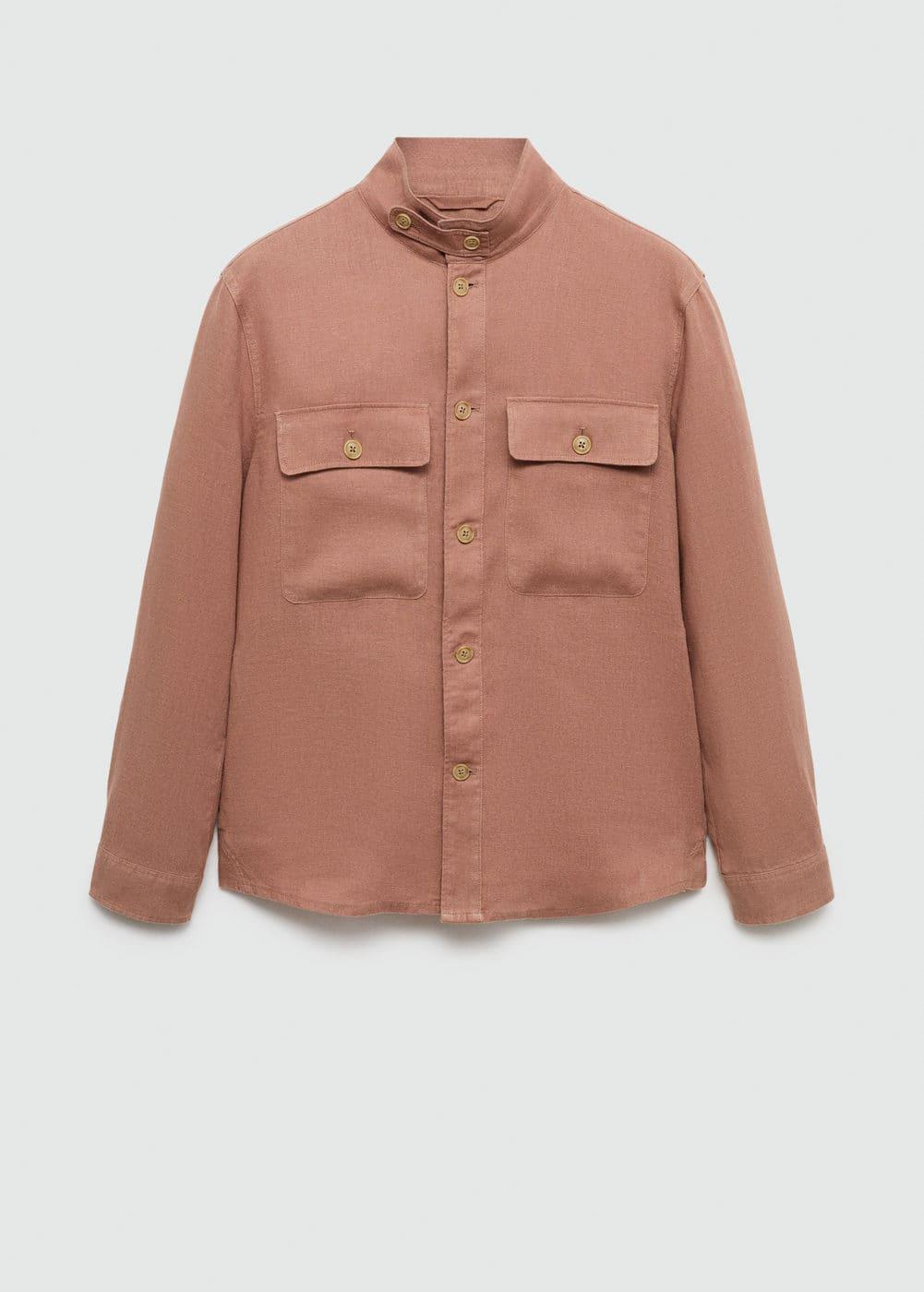 Mango Mens Linen Pockets Detail Overshirt Product Image