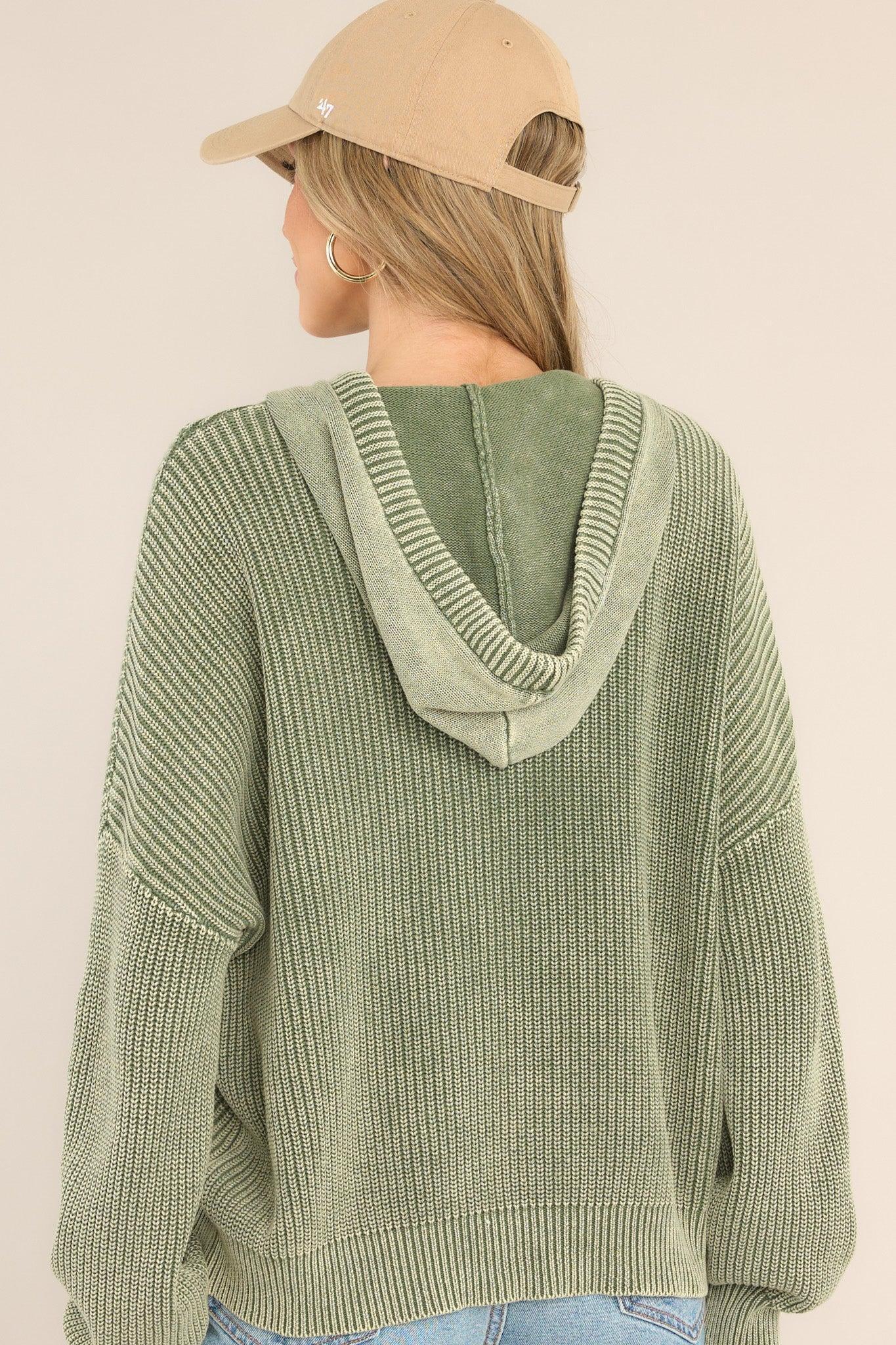 The Chill Olive Green Knitted Pullover Product Image