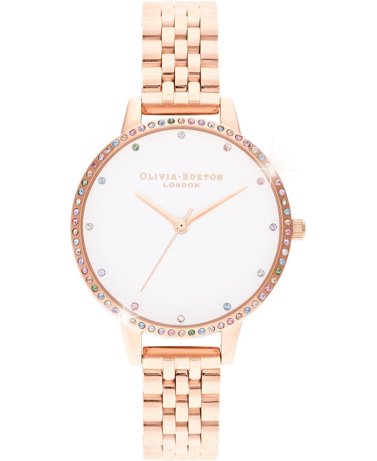 Olivia Burton Womens Rainbow Rose Gold-Tone Stainless Steel Bracelet Watch 34mm Product Image