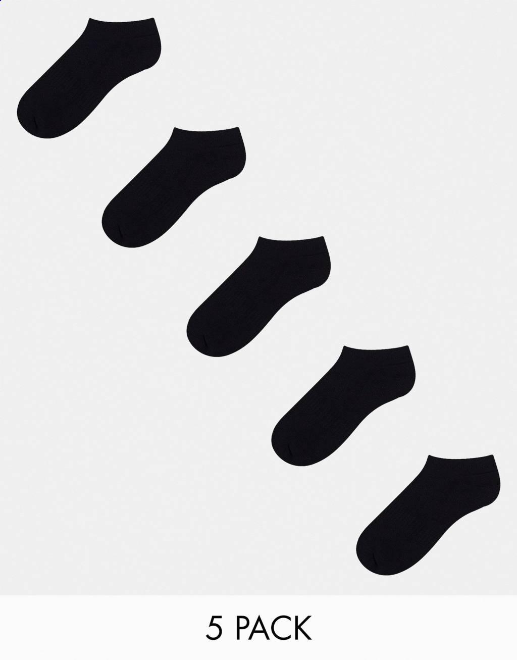 ASOS DESIGN 5 pack sneakers socks in black Product Image