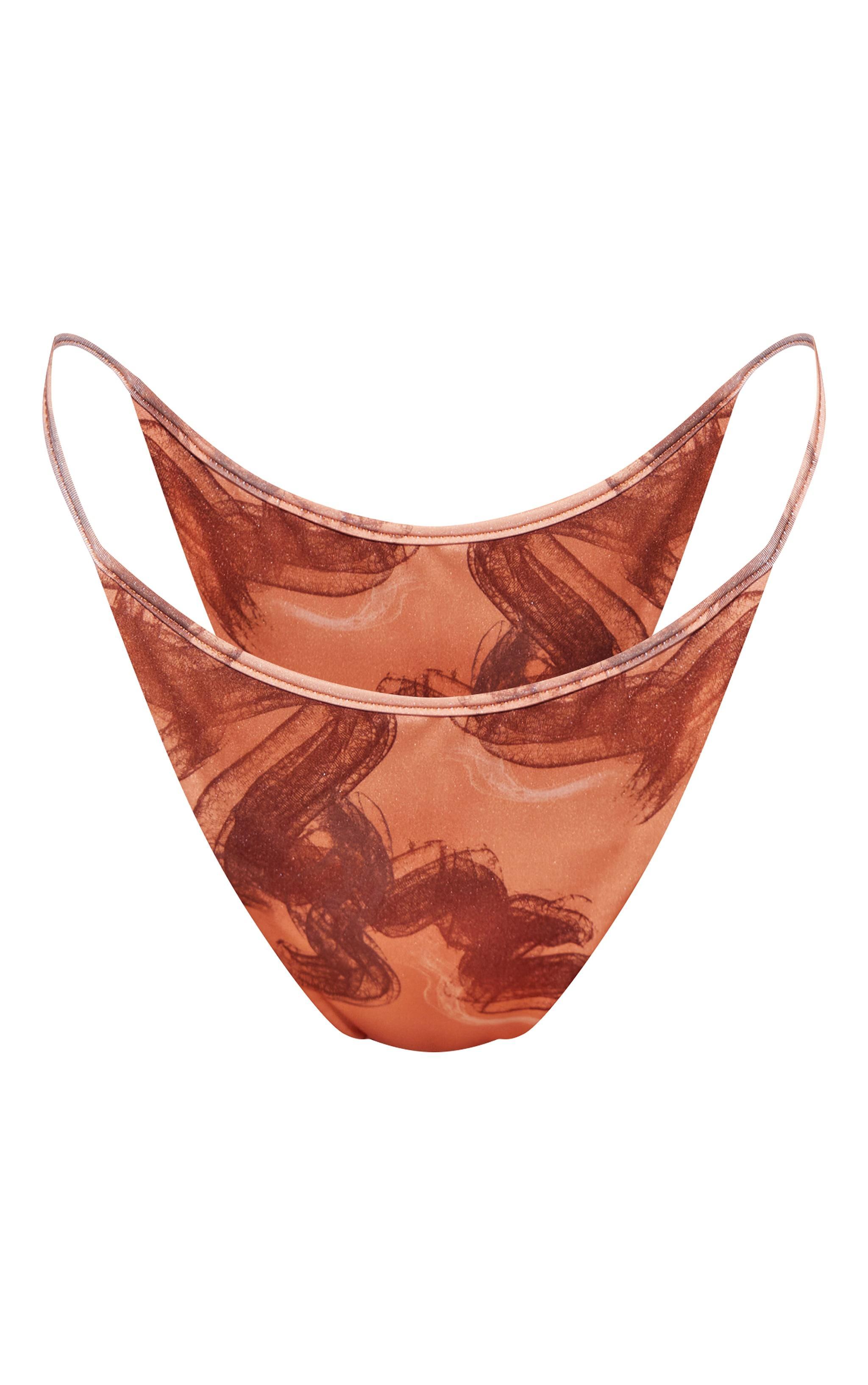 Rust Swirl Print Tanga Bikini Bottoms Product Image