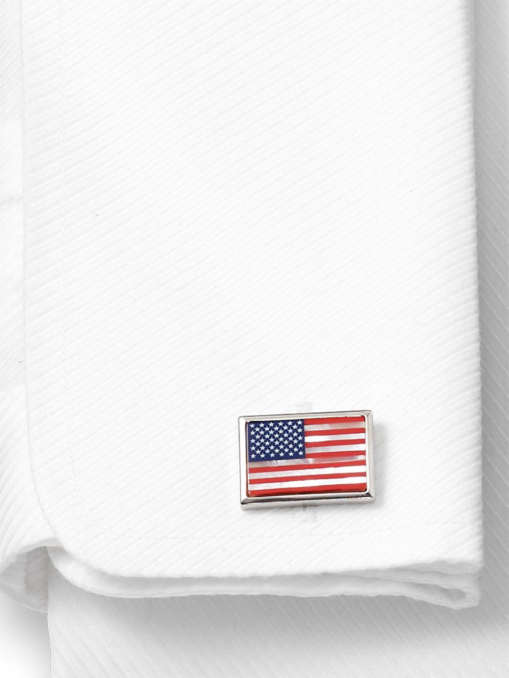 Semi Precious Stone American Flag Cufflinks - Red/white/blue Product Image