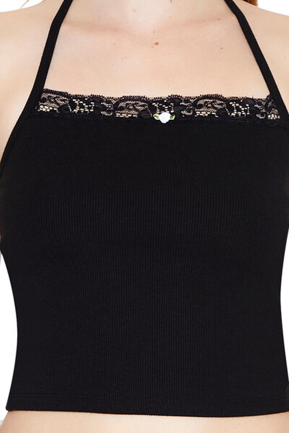 Rosette Lace-Trim Halter Top | Forever 21 Product Image