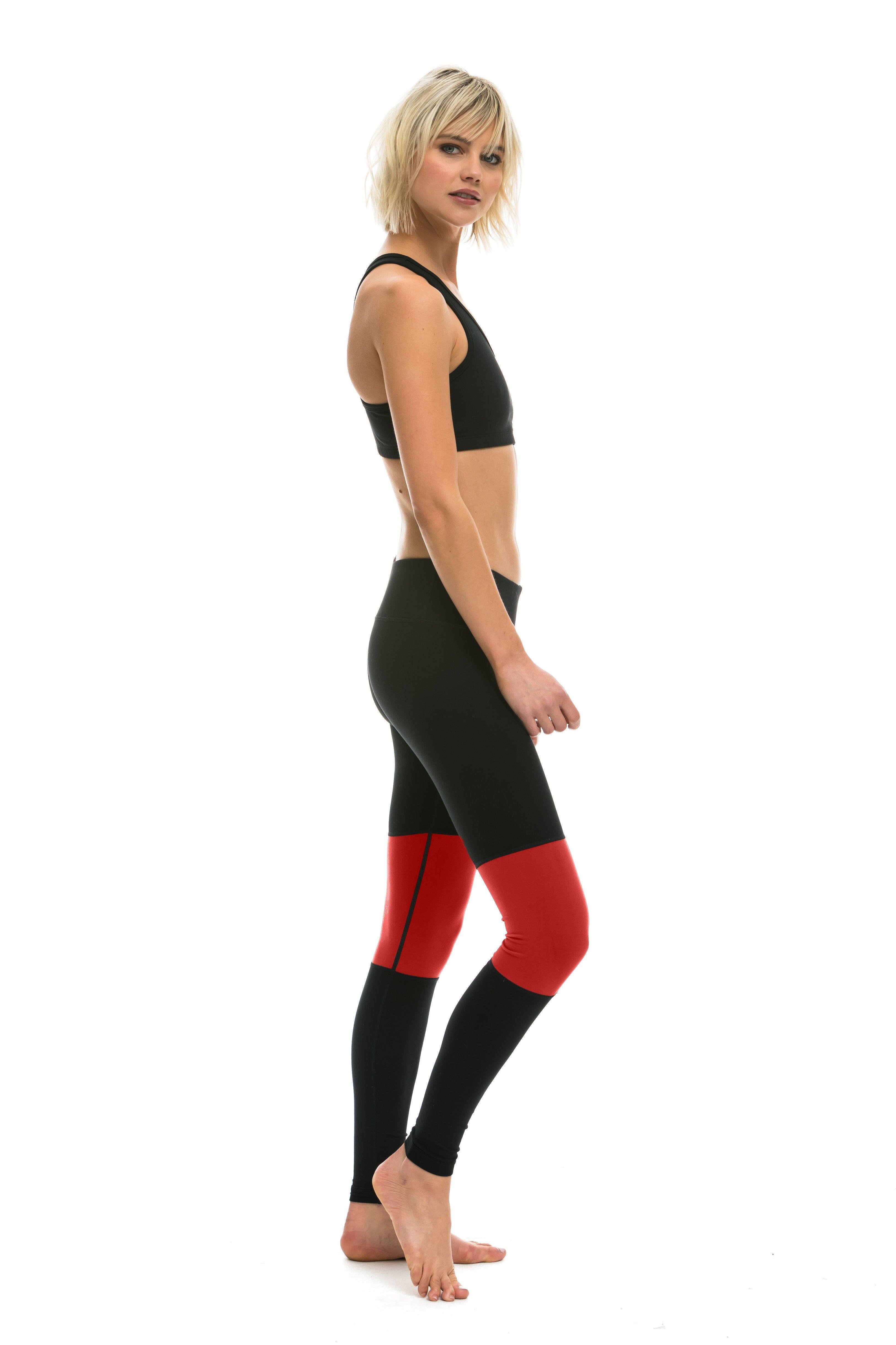 SPRINTER FULL LENGTH LEGGINGS - BLACK // RED Female Product Image